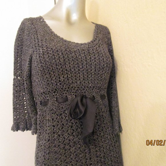 Cynthia Steffe Crochet Tweed Empire Waist Dress Small - Picture 3 of 8